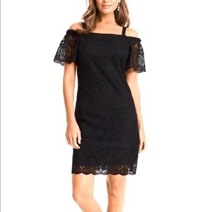 White House black market Embroidered Lave Black Dress size 00 XS